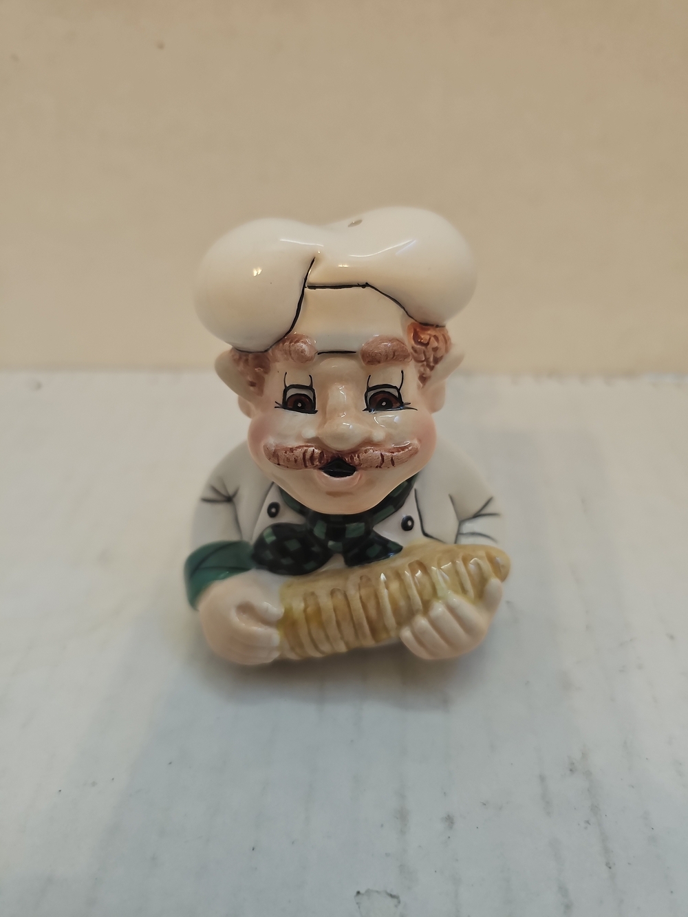 vintage ceramic French chef salt or pepper shaker 1 Only